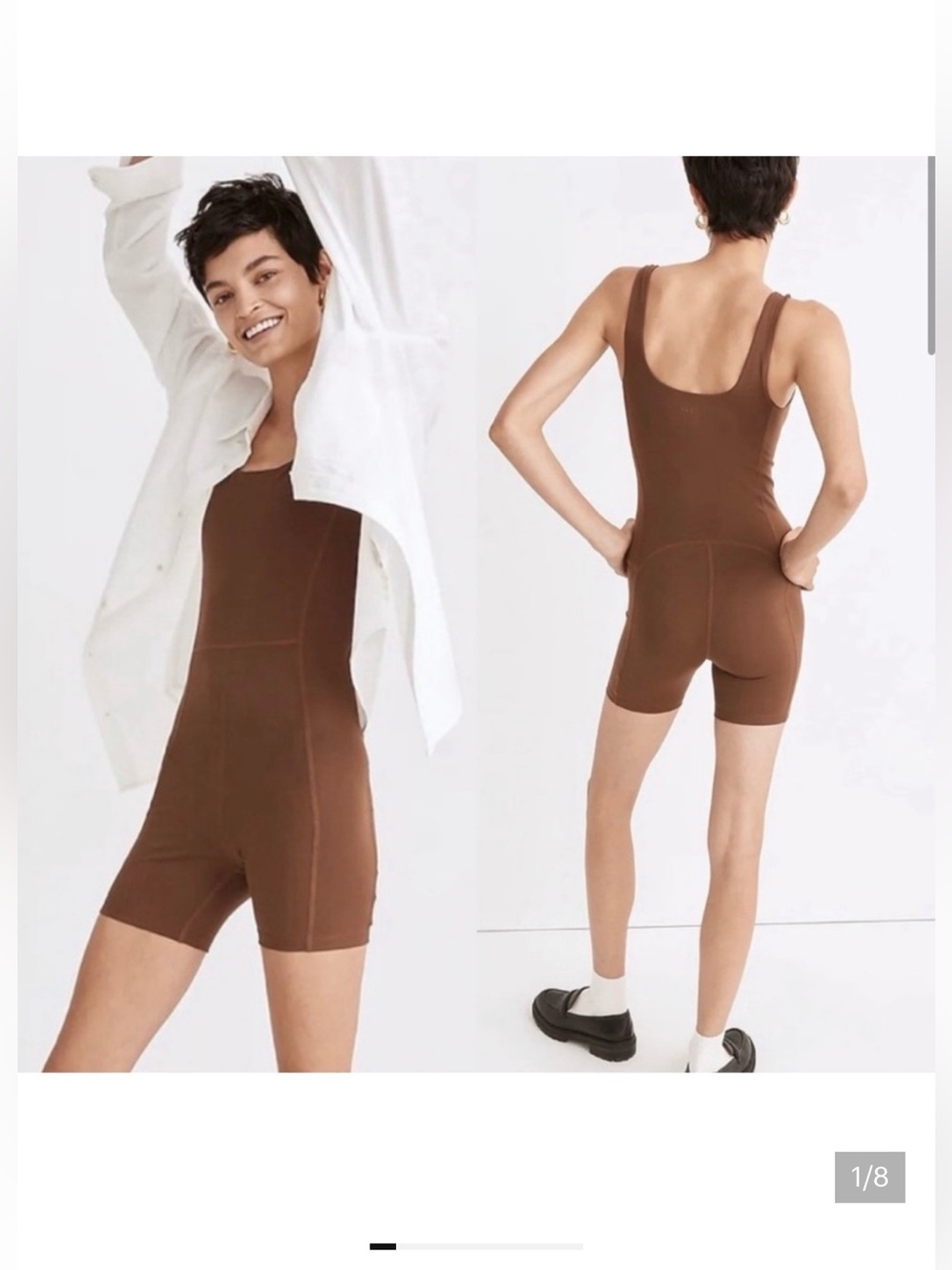 Mwl madewell biker short unitard size large, brown